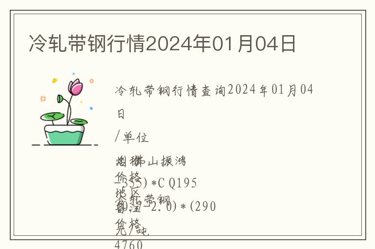 冷軋帶鋼行情2024年01月04日