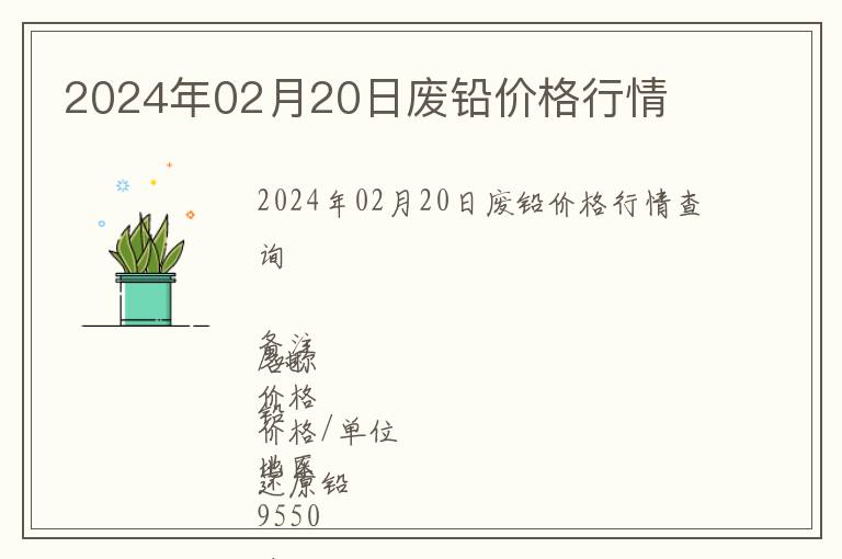 2024年02月20日廢鉛價格行情