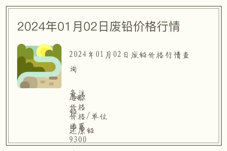 2024年01月02日廢鉛價(jià)格行情