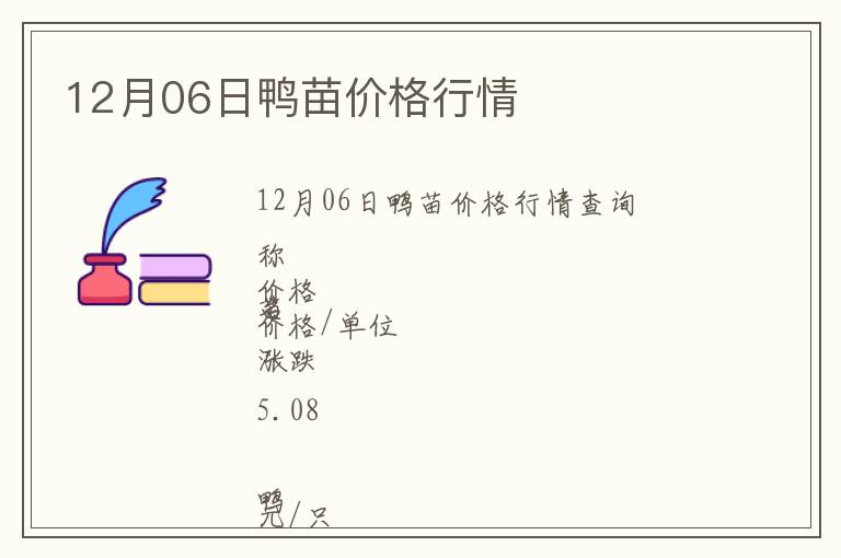 12月06日鴨苗價(jià)格行情