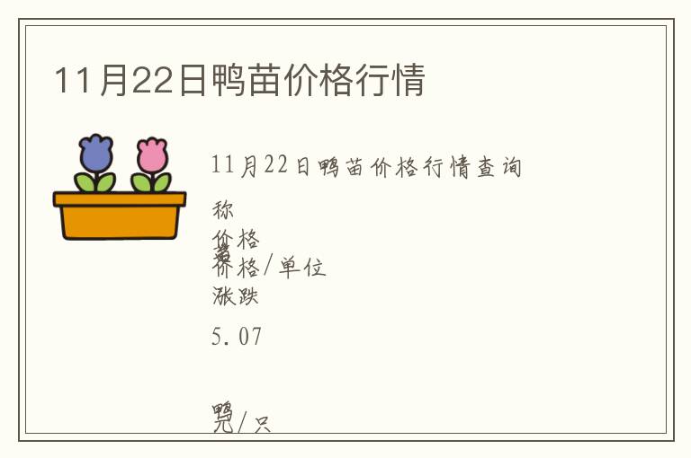 11月22日鴨苗價(jià)格行情