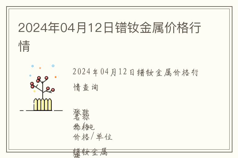 2024年04月12日鐠釹金屬價(jià)格行情