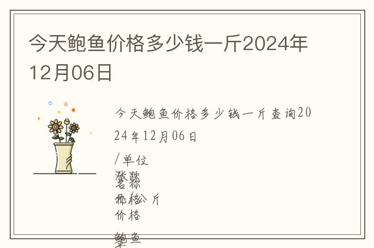今天鮑魚價格多少錢一斤2024年12月06日