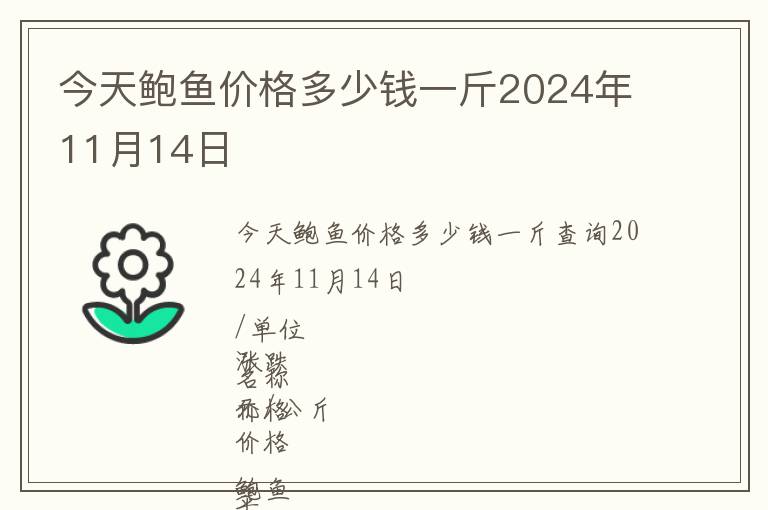 今天鮑魚價格多少錢一斤2024年11月14日