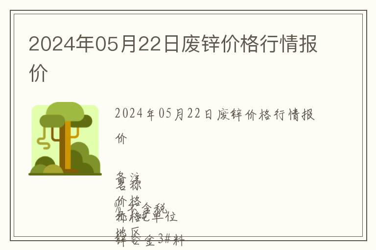 2024年05月22日廢鋅價(jià)格行情報(bào)價(jià)
