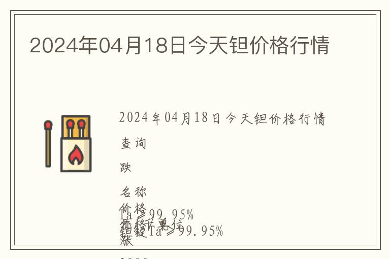 2024年04月18日今天鉭價(jià)格行情