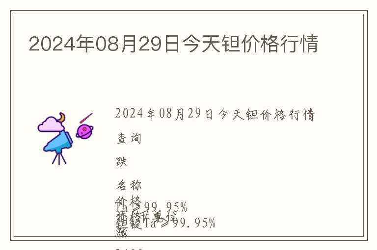 2024年08月29日今天鉭價(jià)格行情