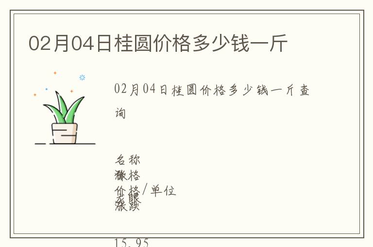 02月04日桂圓價格多少錢一斤