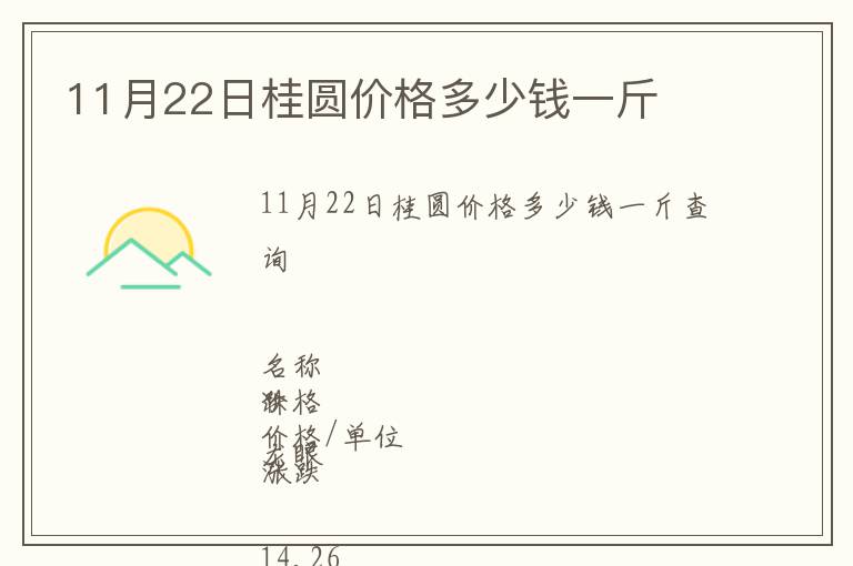 11月22日桂圓價(jià)格多少錢一斤