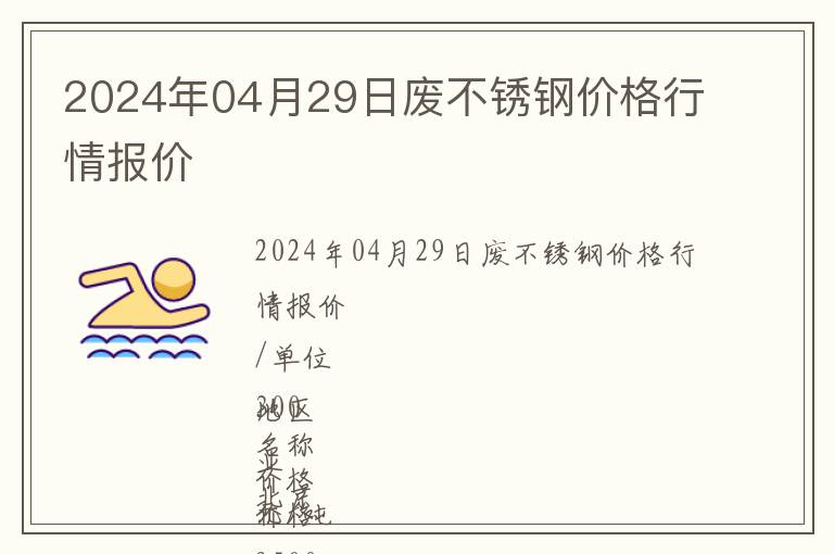 2024年04月29日廢不銹鋼價格行情報價