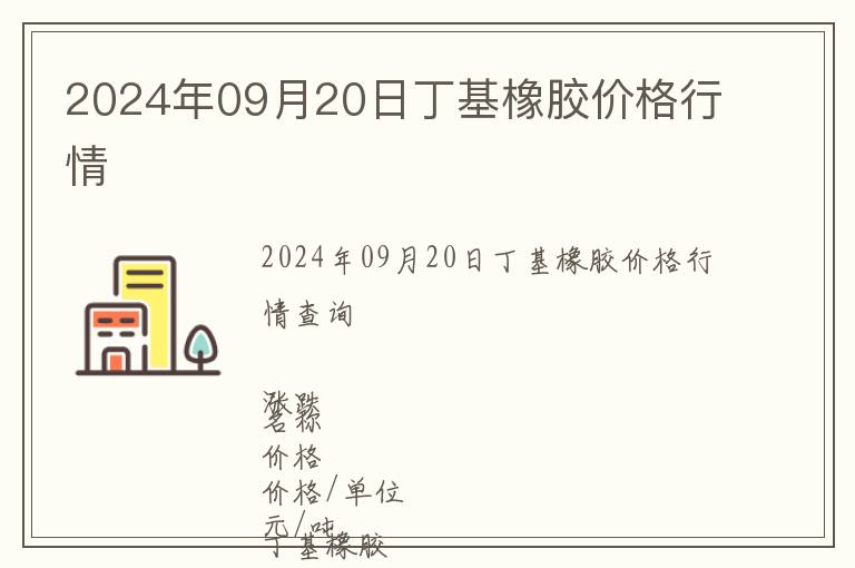 2024年09月20日丁基橡膠價格行情