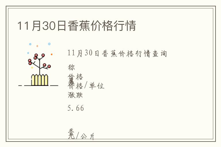 11月30日香蕉價格行情