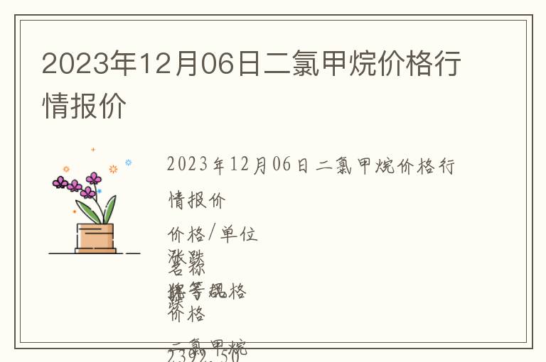 2023年12月06日二氯甲烷價格行情報價