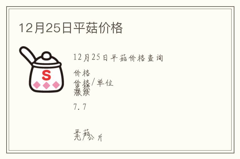 12月25日平菇價(jià)格