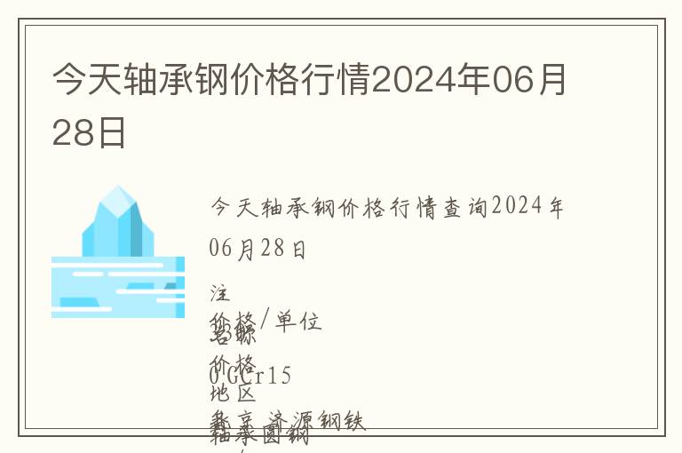 今天軸承鋼價格行情2024年06月28日