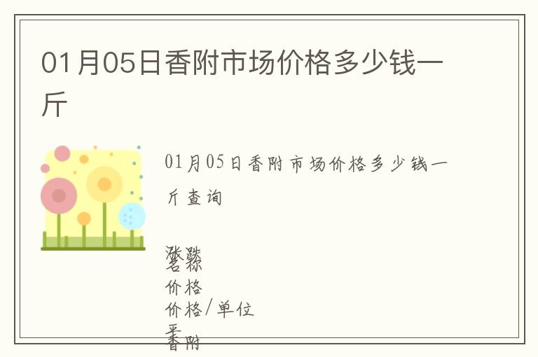 01月05日香附市場(chǎng)價(jià)格多少錢一斤