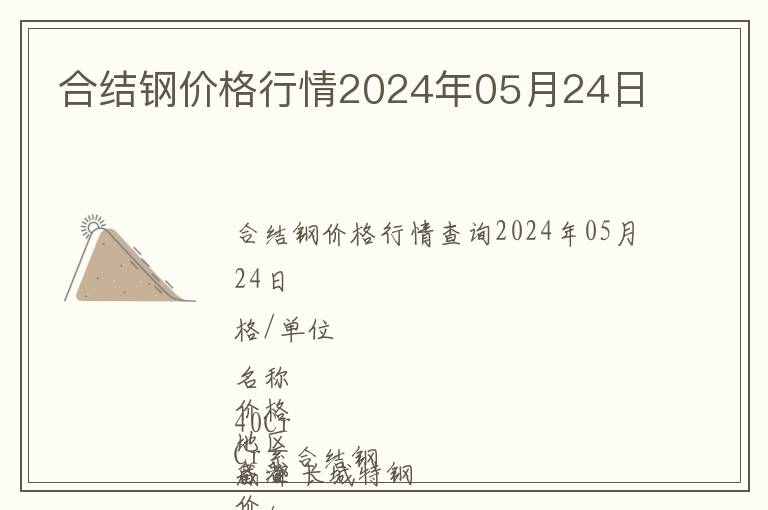 合結鋼價格行情2024年05月24日