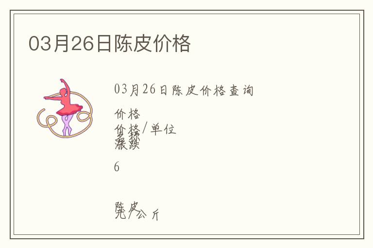 03月26日陳皮價格