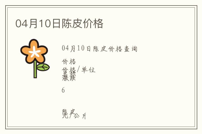 04月10日陳皮價格