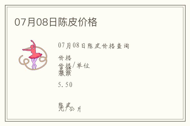 07月08日陳皮價格