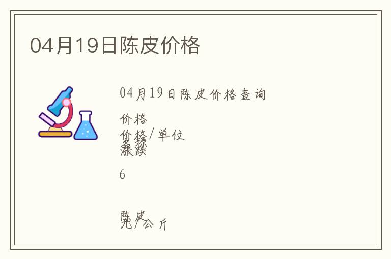 04月19日陳皮價格