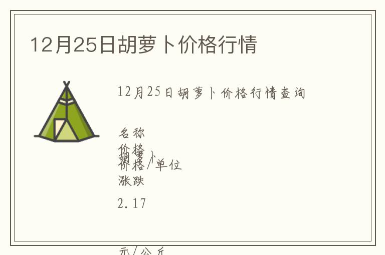 12月25日胡蘿卜價格行情