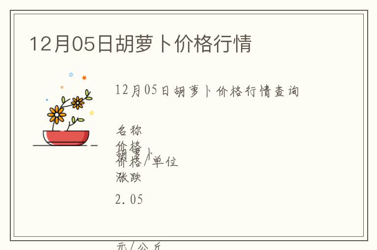 12月05日胡蘿卜價(jià)格行情