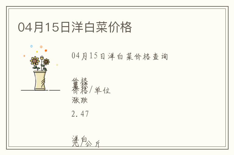04月15日洋白菜價格