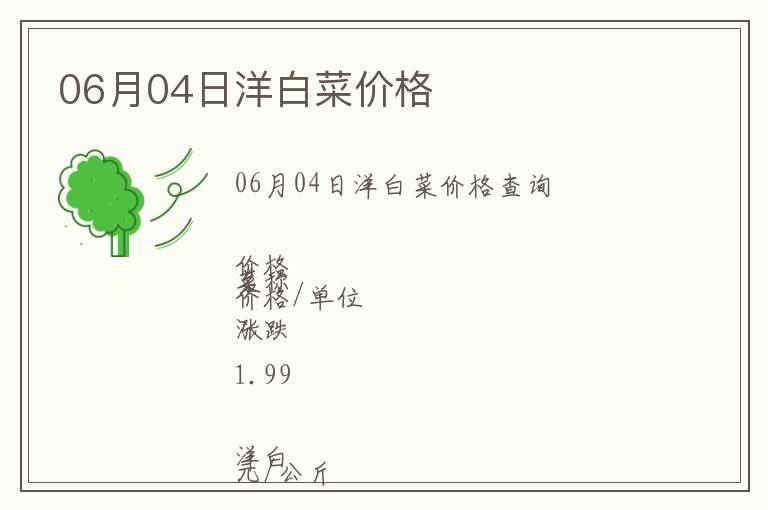 06月04日洋白菜價格