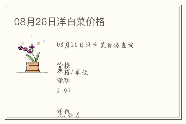 08月26日洋白菜價格