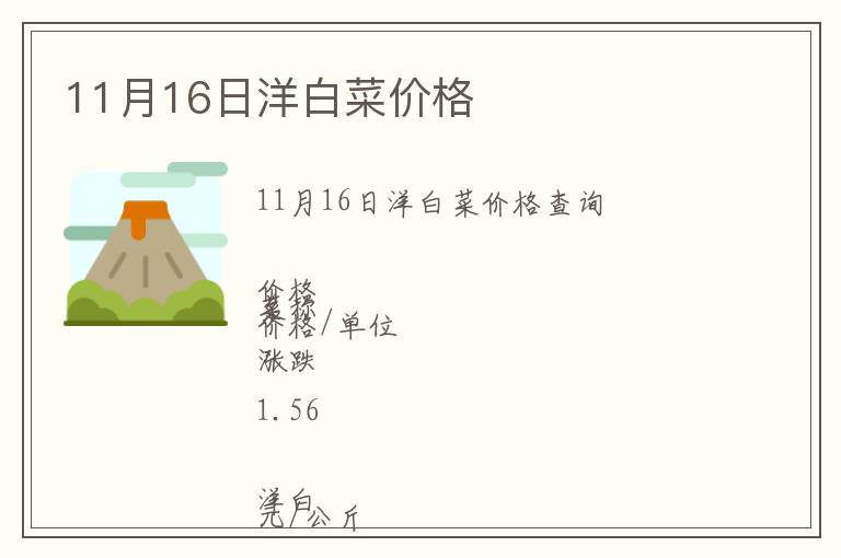 11月16日洋白菜價(jià)格