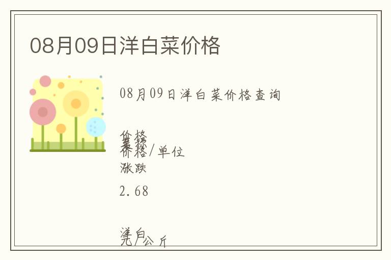 08月09日洋白菜價格