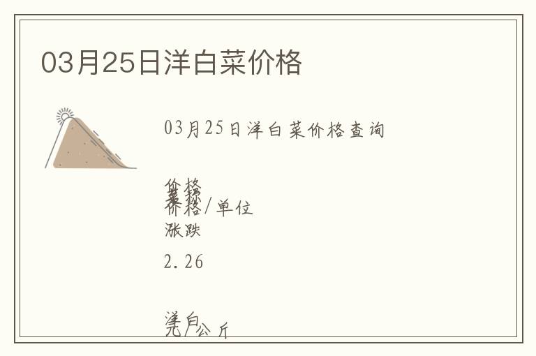 03月25日洋白菜價格