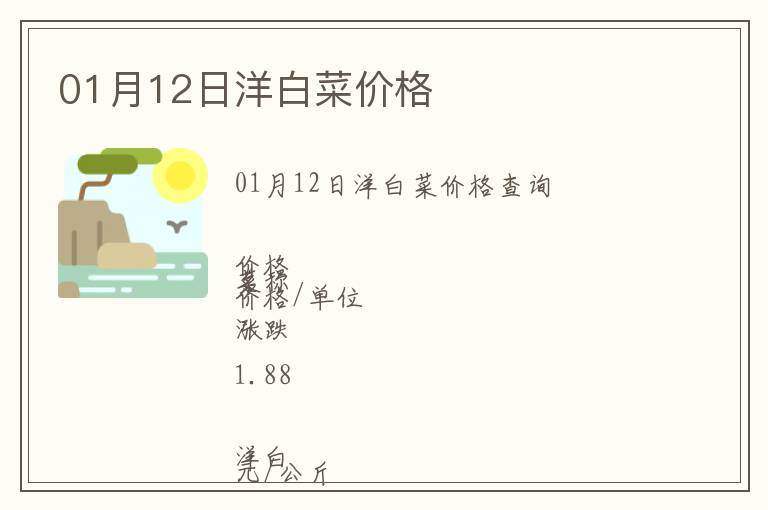 01月12日洋白菜價格