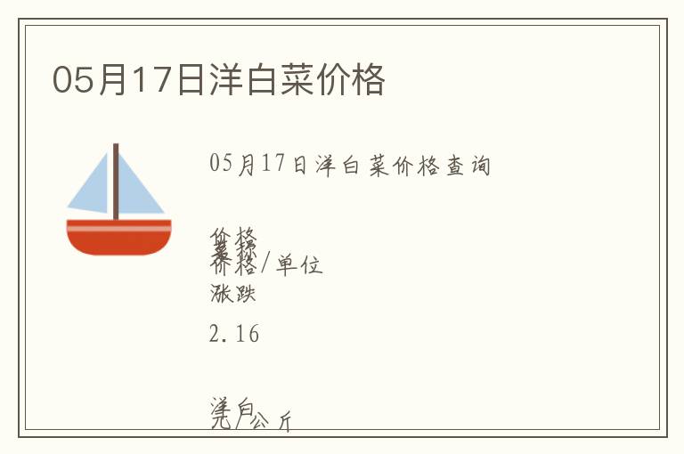 05月17日洋白菜價格