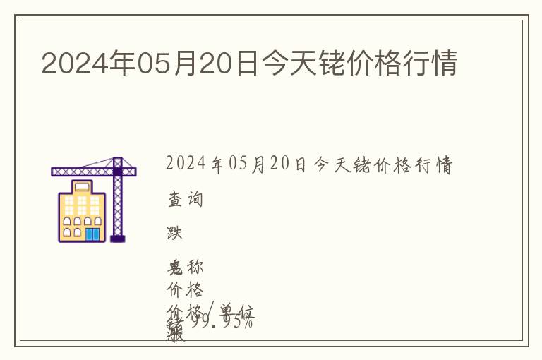 2024年05月20日今天銠價格行情