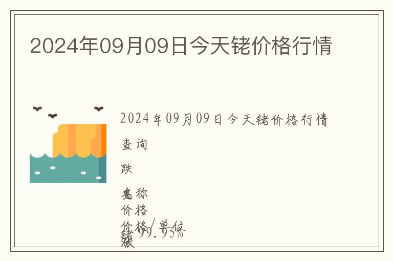 2024年09月09日今天銠價格行情