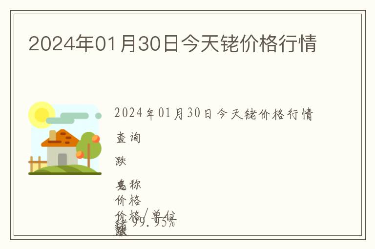 2024年01月30日今天銠價(jià)格行情