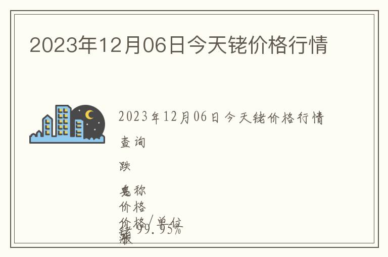 2023年12月06日今天銠價格行情