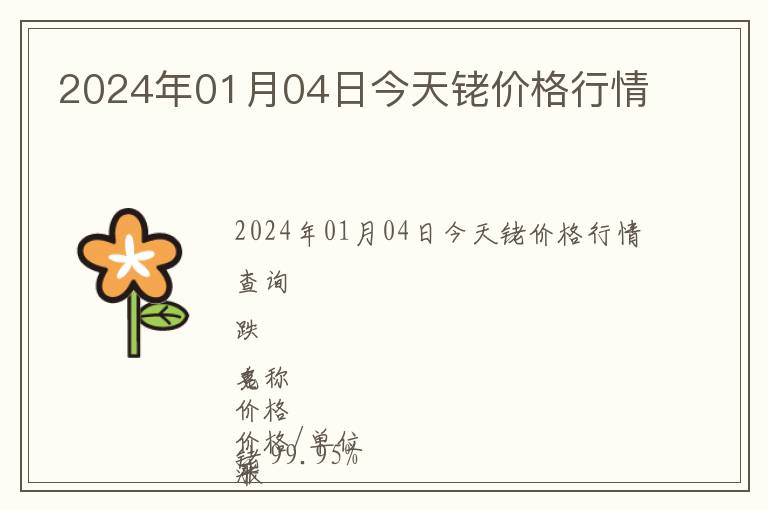 2024年01月04日今天銠價格行情