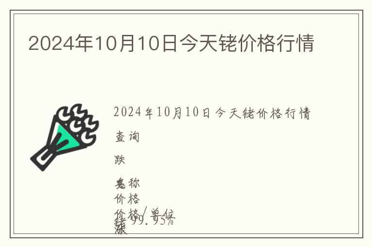 2024年10月10日今天銠價(jià)格行情