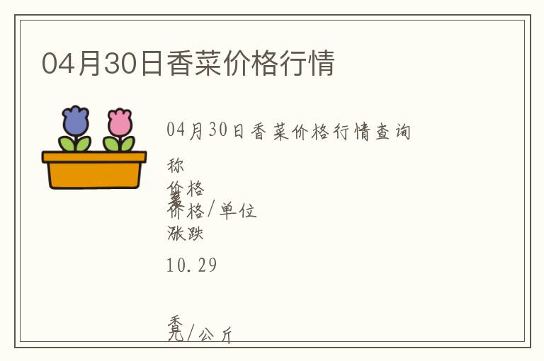04月30日香菜價格行情