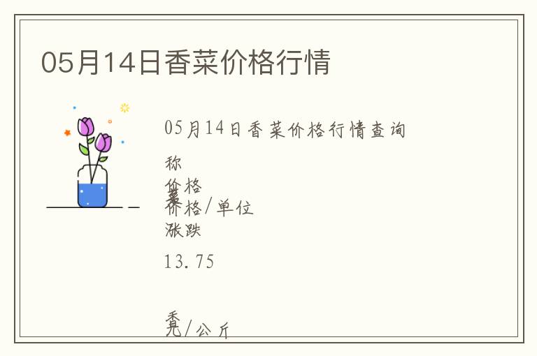 05月14日香菜價格行情