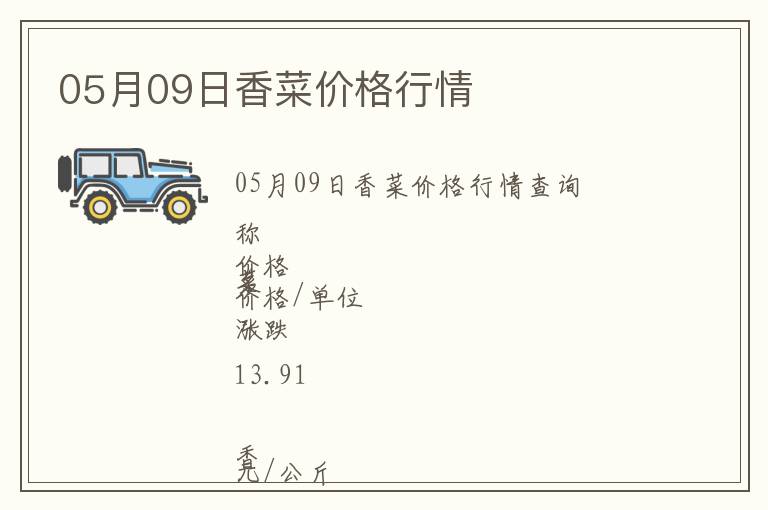 05月09日香菜價格行情