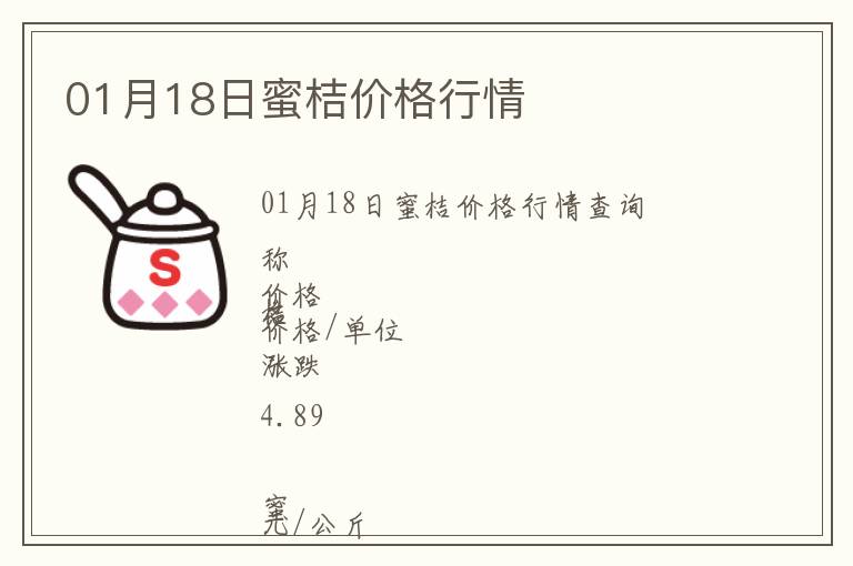 01月18日蜜桔價格行情