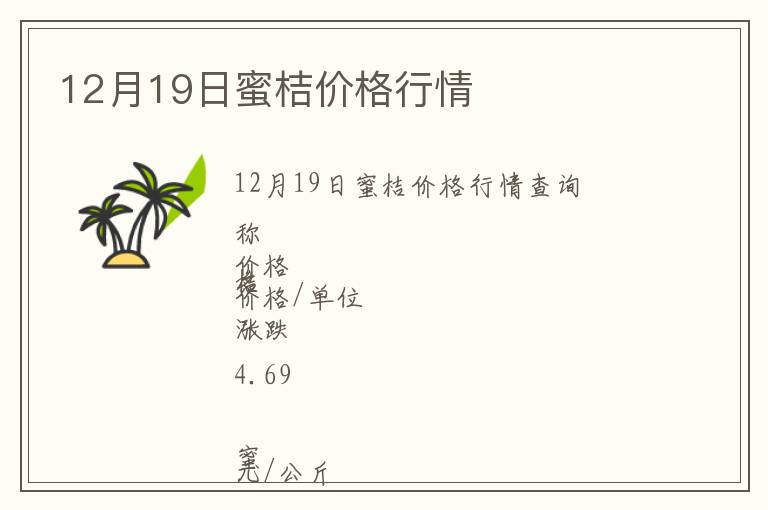 12月19日蜜桔價格行情