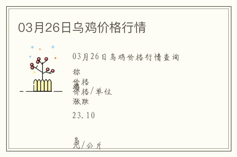 03月26日烏雞價格行情