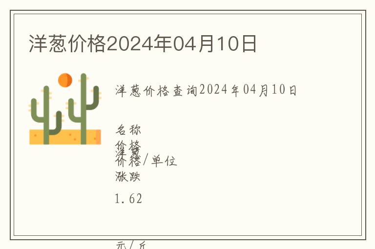 洋蔥價格2024年04月10日