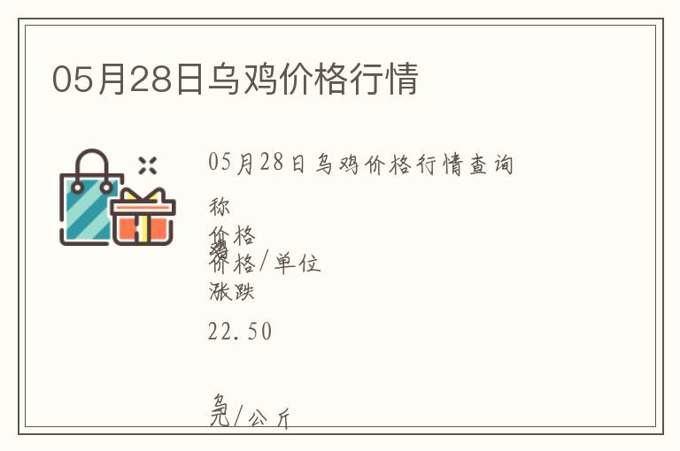 05月28日烏雞價格行情