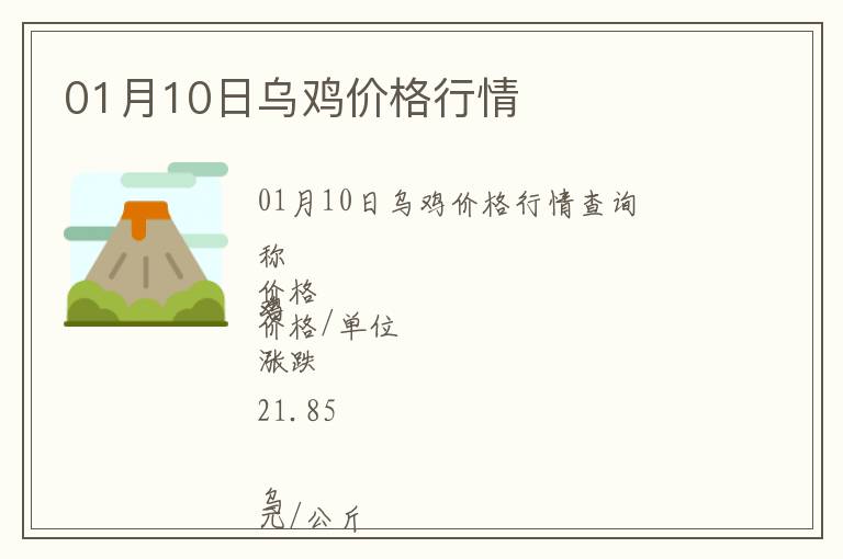 01月10日烏雞價格行情